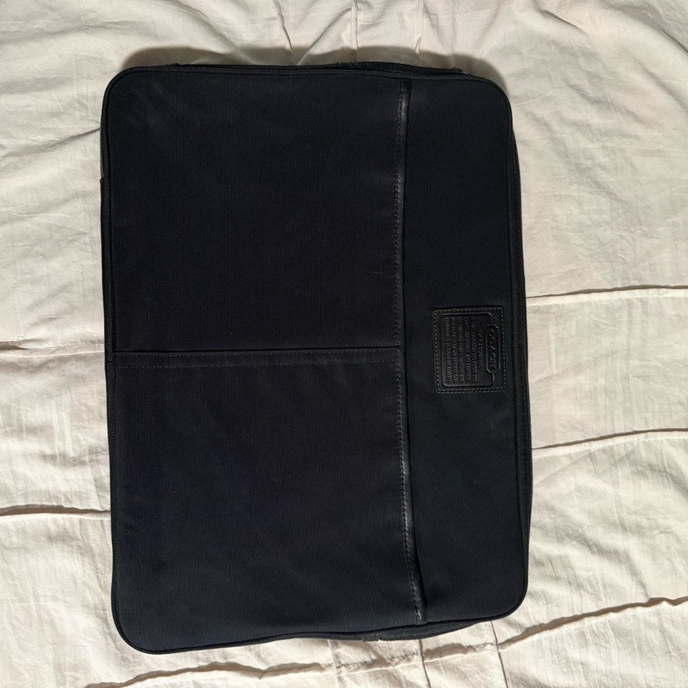 Coach Black Textured Laptop Sleeve